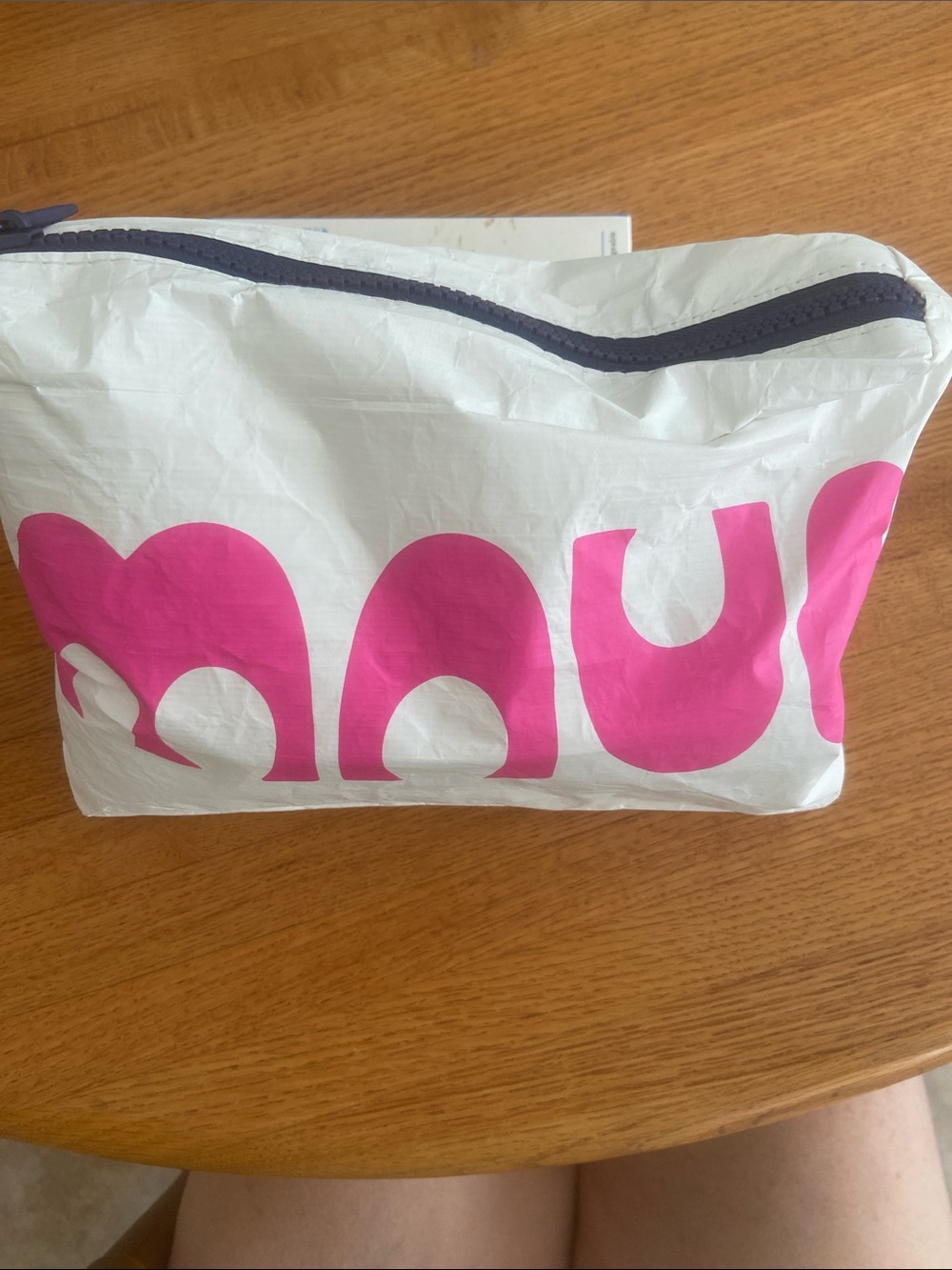 ALOHA Collection  White Pouch with Pink Maui and Navy Zip